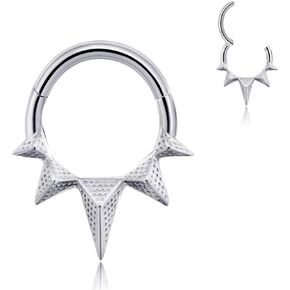 16g 8mm/10mm Septum Rings: Sun Rays Surgical Steel Nose Ring, Lips Helix Cartilage Clicker Hoop Earrings Daith Piercing Body Jewelry for Women Men in Kuwait
