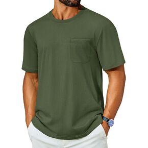 Cotrasen Mens T-Shirts Cotton Short Sleeve Pocket Tee Shirt Casual Crew Neck Moisture Wicking Soft Basic T Shirts in Saudi Arabia
