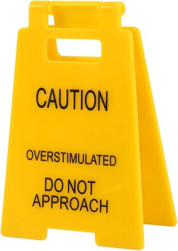 2 Pcs Caution Overstimulated Desk Signs, Mini Fun Humor Desk Warning Sign Positive Office Decoration Funny Team Office Gifts for Colleagues Employees Bosses in Saudi Arabia