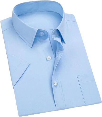 Men's Short Sleeve Business Formal Shirts, Solid Color Casual Formal Work Office Simple Basic Shirts in Saudi Arabia