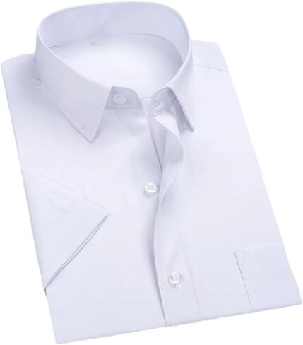 Men's Short Sleeve Business Formal Shirts, Solid Color Casual Formal Work Office Simple Basic Shirts in Saudi Arabia