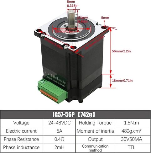 1pc Nema23 Closed Loop Integrated 57 Motor 1.2Nm 2Nm 2.5Nm 3Nm Diameter 8mm IG Hybrid Integrated Servo Motor with Drive RS485(IG57-112P 3.2Nm) in Saudi Arabia