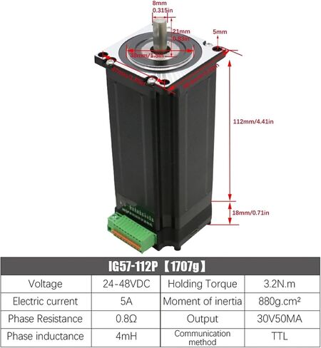 1pc Nema23 Closed Loop Integrated 57 Motor 1.2Nm 2Nm 2.5Nm 3Nm Diameter 8mm IG Hybrid Integrated Servo Motor with Drive RS485(IG57-112P 3.2Nm) in Saudi Arabia