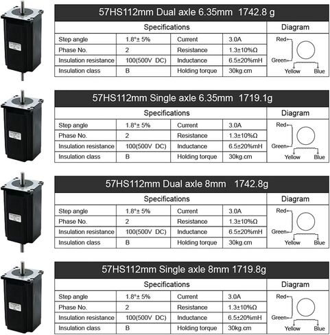 1PC NEMA23 Stepper Motor 57HS112 57mm 112mm 4 Lead 4.2a 3a 3nm 425oz-in Engine (3N Double Shaft ، 8mm) in Saudi Arabia
