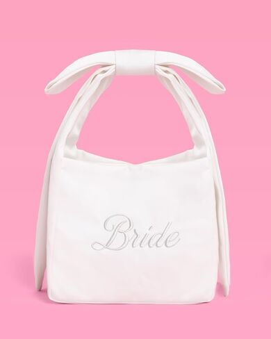 xo, Fetti White Satin Bride Bow Bag | Bachelorette Party Decorations, Bride To Be Purse, Bridal Shower Accessory, Engagement Party Outfit in Saudi Arabia