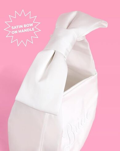 xo, Fetti White Satin Bride Bow Bag | Bachelorette Party Decorations, Bride To Be Purse, Bridal Shower Accessory, Engagement Party Outfit in Saudi Arabia