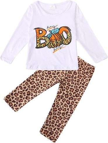 Thanksgiving Toddler Girls Turkey Outfits Set Ruffle T-Shirt Dress and Pants Outfit Set 3-8Years in Kuwait