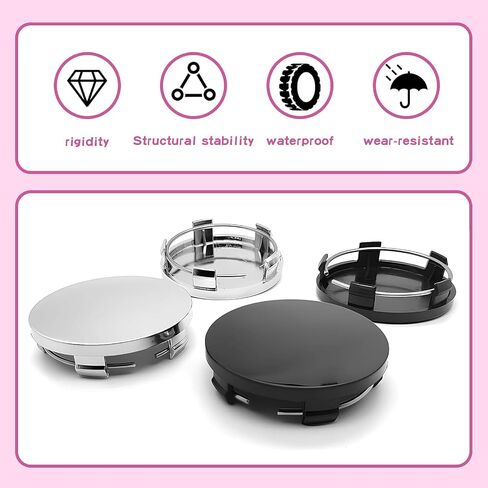 Pack-4 Car Wheel Center Hubcap ، ABS البلاستيك الصلب حافة ثابتة ماء مقاومة للماء غطاء واقي من منحني العجلة ، ملحق الإطارات البديلة ، ملاءمة عالمية لمعظم السيارات (أسود) in Saudi Arabia