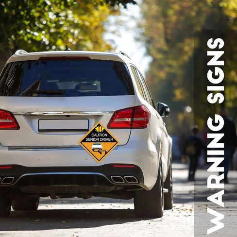 Chunful 4 Pcs Funny Prank Caution Senior Driver Car Magnet Sign Gag Gifts Over The Hill Elderly Driver Magnet for Car Bumper Sticker 50th Grandma and Grandpa Decoration Supply(Classic) in Kuwait