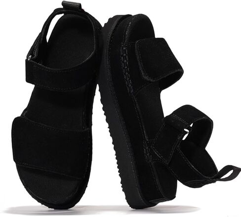 Project Cloud Leather Platform Platform Women - Memory Foam Insole Slip Sliptant Crunky Crongals مع أحزمة قابلة للتعديل - أحذية النساء الأنيقة (برونزيستار) in Kuwait