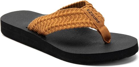 Womens Comfortable Flip Flops with Woven Strap Cushioned Arch Support Sandals Casual Beach Shoes in Kuwait