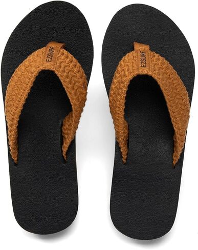 Womens Comfortable Flip Flops with Woven Strap Cushioned Arch Support Sandals Casual Beach Shoes in Kuwait