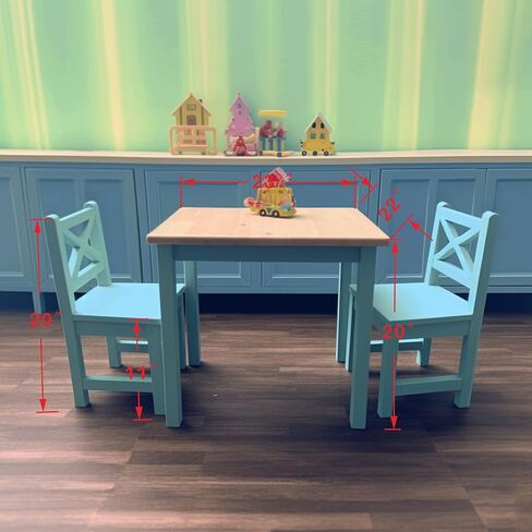 PETIT BATEAU Solid Wood Kids Table & 2 Chairs Set,Ages 2-8,Whitecolor | AMMEHOELA Irish Design Modern Montessori Wooden Furniture for Toddler in Saudi Arabia