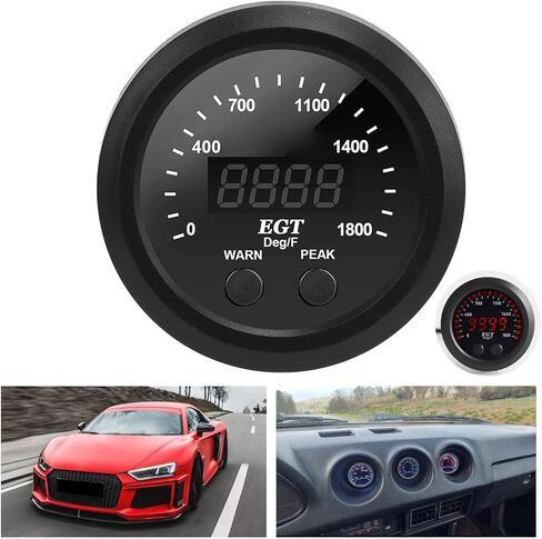 Gas Temperature Gauge Fit for Ultra Thin 0-1800℉ Red LED for Truck EGT Display, Universal Auto Accessories in Saudi Arabia