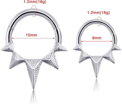 16g 8mm/10mm Septum Rings: Sun Rays Surgical Steel Nose Ring, Lips Helix Cartilage Clicker Hoop Earrings Daith Piercing Body Jewelry for Women Men in Saudi Arabia