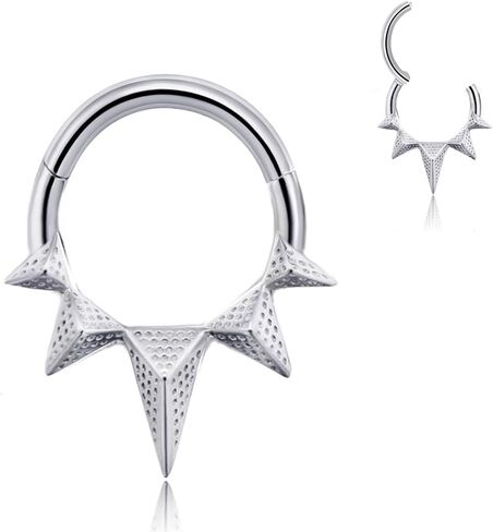 16g 8mm/10mm Septum Rings: Sun Rays Surgical Steel Nose Ring, Lips Helix Cartilage Clicker Hoop Earrings Daith Piercing Body Jewelry for Women Men in Kuwait
