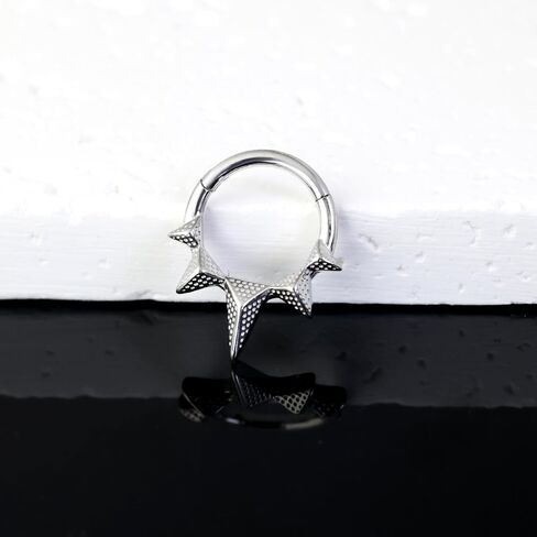 16g 8mm/10mm Septum Rings: Sun Rays Surgical Steel Nose Ring, Lips Helix Cartilage Clicker Hoop Earrings Daith Piercing Body Jewelry for Women Men in Saudi Arabia