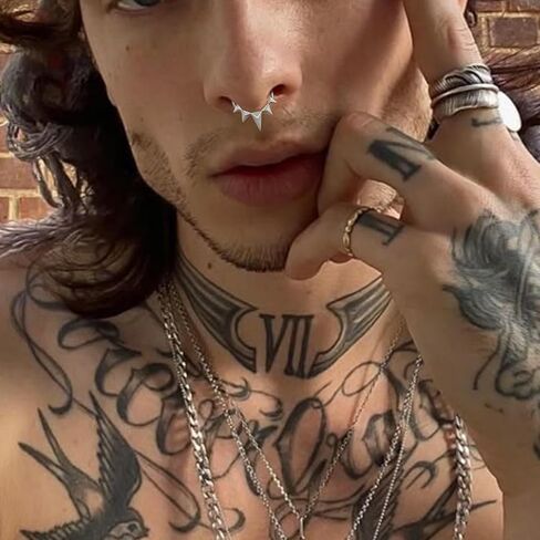 16g 8mm/10mm Septum Rings: Sun Rays Surgical Steel Nose Ring, Lips Helix Cartilage Clicker Hoop Earrings Daith Piercing Body Jewelry for Women Men in Kuwait