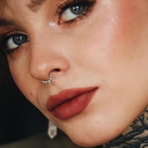16g 8mm/10mm Septum Rings: Sun Rays Surgical Steel Nose Ring, Lips Helix Cartilage Clicker Hoop Earrings Daith Piercing Body Jewelry for Women Men in Kuwait