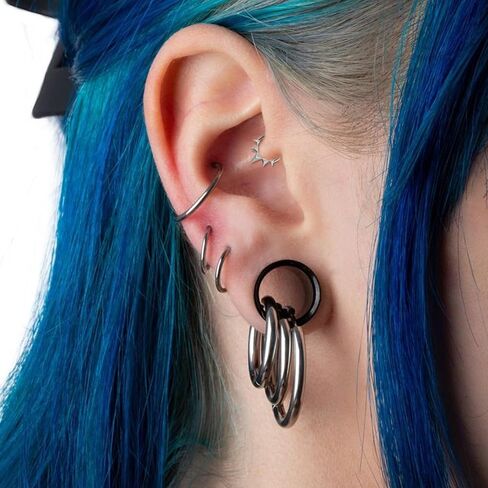 16g 8mm/10mm Septum Rings: Sun Rays Surgical Steel Nose Ring, Lips Helix Cartilage Clicker Hoop Earrings Daith Piercing Body Jewelry for Women Men in Kuwait