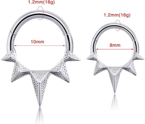 16g 8mm/10mm Septum Rings: Sun Rays Surgical Steel Nose Ring, Lips Helix Cartilage Clicker Hoop Earrings Daith Piercing Body Jewelry for Women Men in Kuwait