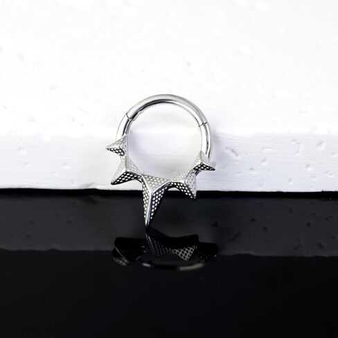 16g 8mm/10mm Septum Rings: Sun Rays Surgical Steel Nose Ring, Lips Helix Cartilage Clicker Hoop Earrings Daith Piercing Body Jewelry for Women Men in Kuwait