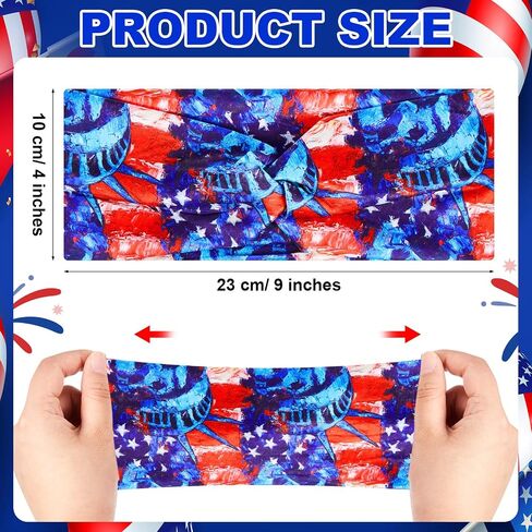 JaGely 12 Pcs 4th of July Patriotic Hairband American Flag Headbands for Women Red White and Blue Stretchy Bandanas, Non Slip Wide Knotted USA Flag Hair Accessories for Independence Day Memorial Day in Saudi Arabia