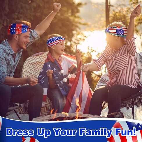 JaGely 12 Pcs 4th of July Patriotic Hairband American Flag Headbands for Women Red White and Blue Stretchy Bandanas, Non Slip Wide Knotted USA Flag Hair Accessories for Independence Day Memorial Day in Saudi Arabia