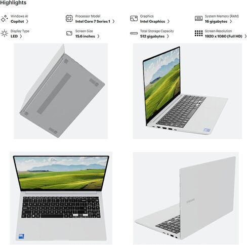 SAMSUNG 2024 Newest 14" Galaxy Book4 Pro Laptop, Intel Core Ultra 7 Processor, 16GB DDR5 RAM, 2TB SSD, 3K AMOLED (2880 x 1800) Touchscreen, Advanced Security, Windows 11 in Kuwait