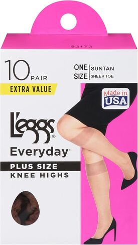 Leggs, Everyday Plus Size Knee Highs, 10 Count in Saudi Arabia