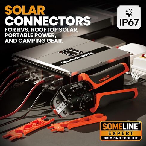 SOMELINE® Solar Connector Crimping Tool Kit, 14-10 AWG Crimper for Solar Panel Cables, Tool Kit with 12 Pairs of Solar Connectors and Wrench and Stripper and Crimper, Solar Panel Connectors in Saudi Arabia