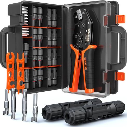 SOMELINE® Solar Connector Crimping Tool Kit, 14-10 AWG Crimper for Solar Panel Cables, Tool Kit with 12 Pairs of Solar Connectors and Wrench and Stripper and Crimper, Solar Panel Connectors in Saudi Arabia