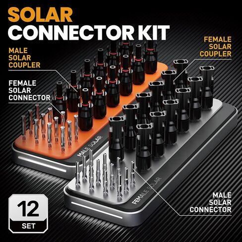SOMELINE® Solar Connector Crimping Tool Kit, 14-10 AWG Crimper for Solar Panel Cables, Tool Kit with 12 Pairs of Solar Connectors and Wrench and Stripper and Crimper, Solar Panel Connectors in Saudi Arabia