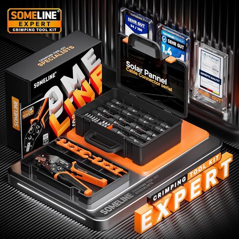 SOMELINE® Solar Connector Crimping Tool Kit, 14-10 AWG Crimper for Solar Panel Cables, Tool Kit with 12 Pairs of Solar Connectors and Wrench and Stripper and Crimper, Solar Panel Connectors in Saudi Arabia