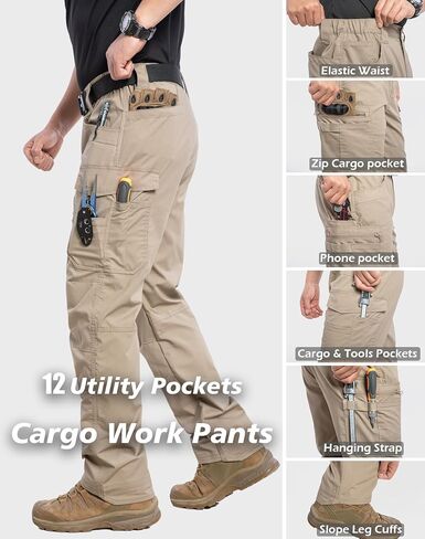 Mansdour Men's Ripstop Stretch Work Bants خفيفة الوزن مقاومة للماء سروال البضائع in Kuwait