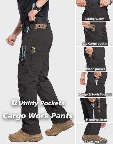 Mansdour Men's Ripstop Stretch Work Bants خفيفة الوزن مقاومة للماء سروال البضائع in Kuwait