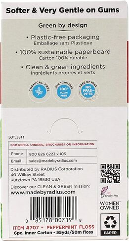 RADIUS Clove Cardamom Dental Floss 55 Yards Vegan & Non-Toxic Oral Care Boost & Designed to Help Fight Plaque Clear - Pack of 6 in Kuwait