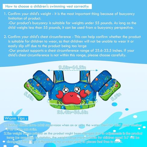 Swim Vest for Kids 30-60 Lbs Girls Boys Life Jacket with Double Security Buckle Floaties for Toddler from 2,3,4,5,6,7,8 Years Old Children in Saudi Arabia