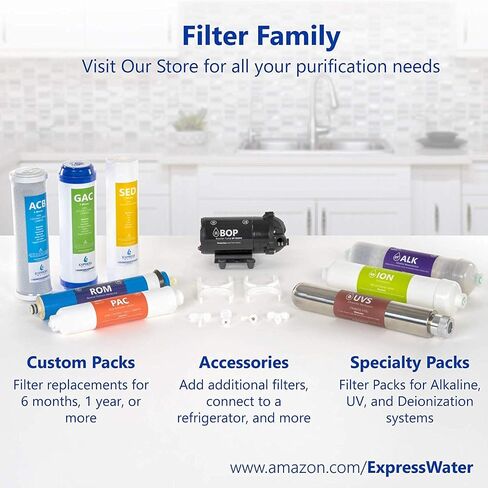Express Water – Countertop Reverse Osmosis System Filter Set – 4 Replacement Filters – 1?4" Quick Connect Filter Cartridges – Sediment and Carbon Filters – 100 GDP RO Membrane – 6 Month Filter Set in Kuwait