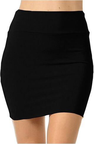 تنورة ميني للسيدات في Bodycon Mini Mini مرنة عالية الخصر العمل الصلبة العمل العمل التنانير القصيرة الصيفية ملابس الموضة ملابس in Kuwait