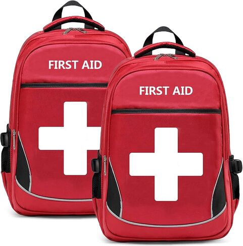 First Aid Bag Empty Red Emergency Medical Bag First Responder Trauma Multi-Pocket Traveling Field Trips Camping Essentials (RED-5PCS) in Kuwait