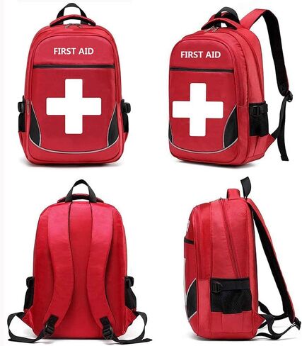 First Aid Bag Empty Red Emergency Medical Bag First Responder Trauma Multi-Pocket Traveling Field Trips Camping Essentials (RED-5PCS) in Kuwait