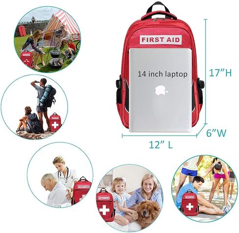 First Aid Bag Empty Red Emergency Medical Bag First Responder Trauma Multi-Pocket Traveling Field Trips Camping Essentials (RED-5PCS) in Kuwait