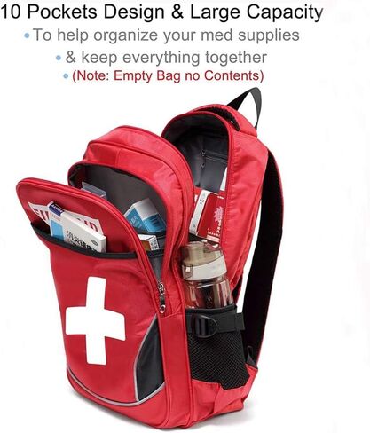 First Aid Bag Empty Red Emergency Medical Bag First Responder Trauma Multi-Pocket Traveling Field Trips Camping Essentials (RED-5PCS) in Kuwait