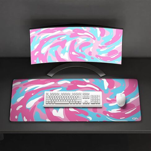 GutzyAiden Swirl XXL Gaming Mouse Pad | 36" x 18" | Hybrid Polyester Fabric Top | Non-Slip Rubber Base | 4mm Thick (Arctic Swirl) in Saudi Arabia