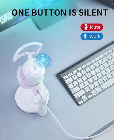 ميكروفون ألعاب USB للكمبيوتر الشخصي ، MIC PC Podcasts MIC لـ PS4/ PS5/ MAC ، ميكروفون المكثف مع كتم الصوت السريع ، مصباح RGB ، مرشح البوب ​​، التقط الصوت من جميع الاتجاه ، صدمة للتسجيل （أبيض） in Kuwait