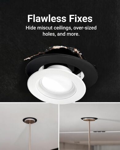 Sunco 12 Pack Goof Rings for 6 Inch Recessed Lights Black Can Light Goof Trim Ring, Outer Diameter 8.6-inch, Inner Diameter 6.2-inch, Durable Plastic Design, Matte Finish, Flush Mount in Kuwait
