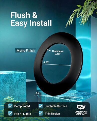 Sunco 12 Pack Goof Rings for 6 Inch Recessed Lights Black Can Light Goof Trim Ring, Outer Diameter 8.6-inch, Inner Diameter 6.2-inch, Durable Plastic Design, Matte Finish, Flush Mount in Kuwait