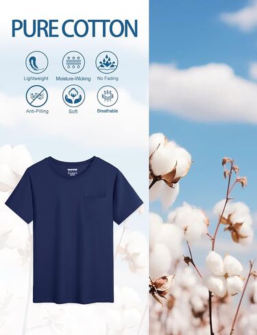 Cotrasen Mens T-Shirts Cotton Short Sleeve Pocket Tee Shirt Casual Crew Neck Moisture Wicking Soft Basic T Shirts in Saudi Arabia