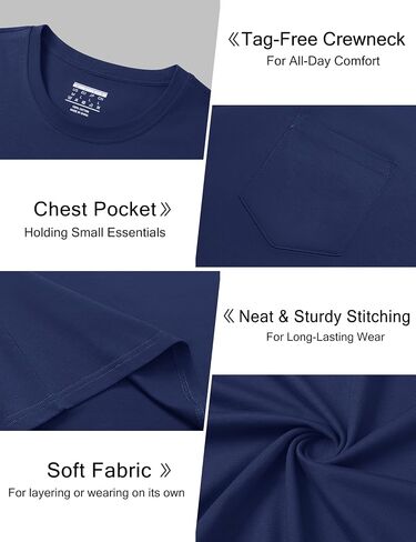 Cotrasen Mens T-Shirts Cotton Short Sleeve Pocket Tee Shirt Casual Crew Neck Moisture Wicking Soft Basic T Shirts in Saudi Arabia